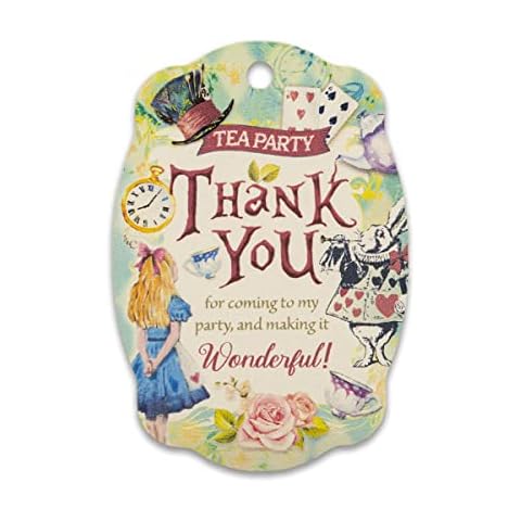 Summer-Ray 50pcs Alice in The Wonderland Theme Thank You Gift Tag Favor Tags Cover