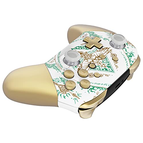 eXtremeRate Glow in Dark - Totem of Kingdom White Faceplate Backplate Handles for Nintendo Switch Pro Controller, Soft Touch Replacement Grip Housing Shell Cover and Buttons for Nintendo Switch Pro - Image 5