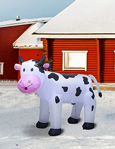 Trmesia 6Ft Christmas Inflatable Cow Decoration With Led Lights Indoor Outdoor Yard Lawn Cute Animal Spotted Milk Cow Holiday Blow Up Santa Display Fun Heifer Decorations For Garden Farm Themed Party #TOP4