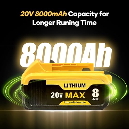 Etikpouon 8.0Ah Replace Battery For Dewalt Replacement For Dewalt 20V Max Batteries Dcb205-2 Dcb206 Dcb204 Dcb203 Dcb208 Compatible With Dewalt 20V Cordless Power Tools thumb #1