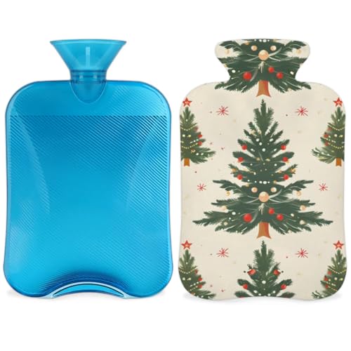 Hot Water Bottle with Soft Cover,2L Cartoon Tree Hot Water Bag for Hot and Cold Compress, Hand Feet Warmer, Cute Tree Rubber Hot or Cold Water Bottle Halloween Christmas Decorations
