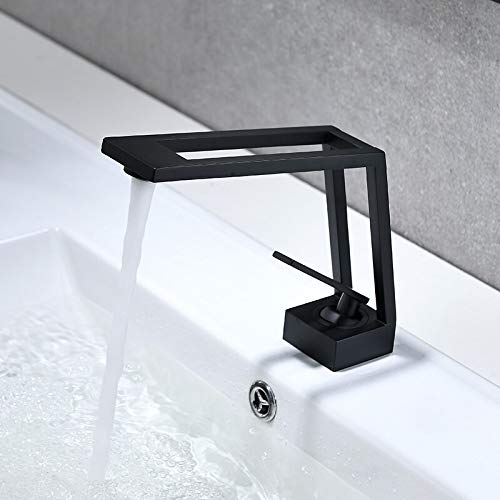 Robinet noir de salle de bain mitigeur d'eau chaude et froide en laiton