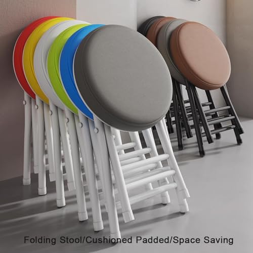Tabouret de bar pliable portable – Siège en PU écrasé, design rond, idéal pour la cuisine, le petit déjeuner, la salle à manger, les bars à domicile – peu encombrant, facile à poser