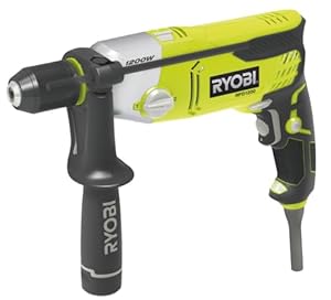 RYOBI - Perceuse à Percussion 1200W RPD1200-K – Mandrin 13mm, Poignée Latérale, 2 Vitesses, Idéale Travaux Lourds Béton, Pierre, Métal