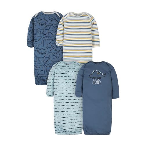 Image of Gerber Baby Girls 4-Pack Sleeper Gown - Soft Cotton Newborn Nightgowns, Elastic Hem Sleepwear Set for Infant Girls