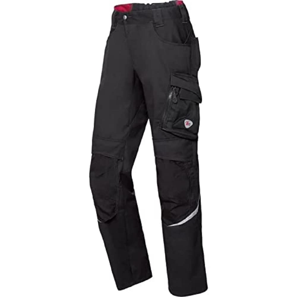 BP 1608-559-81 Bib & Brace, Stretch Braces With Clip Fastenings, 245,00 G/M², Fabric Blend, Red/Black, Size 41/42N