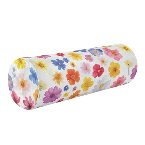 miaozhen Peru Cantuta Beauty Flowers Memory Foam Neck Roll Pillow Round Pillows for Couch almohada para columna 5.5''x17''