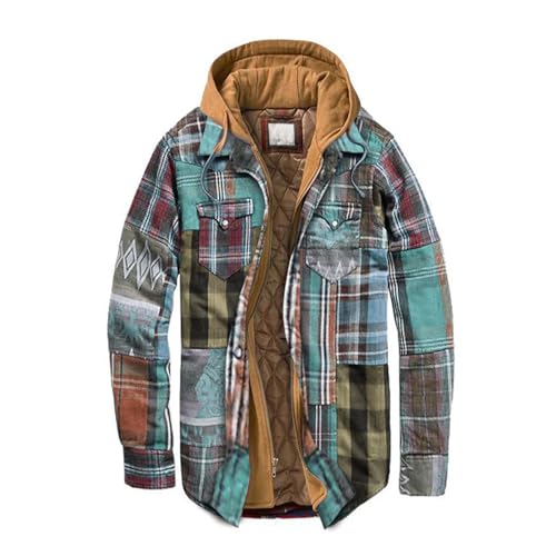 Chaqueta cálida con capucha a cuadros para combatir el frío con comodidad y ajuste holgado