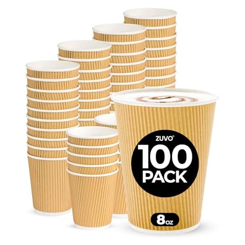 Zuvo 8 OZ Disposable Coffee Cups - 100 Pack Cover