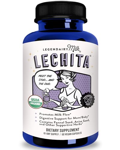 Legendairy Milk Lechita, Supports Milk Flow, Organic Fenugreek Free Breastfeeding Supplement, Organic Fennel & Anise, Made in USA, 180 Vegan Capsules