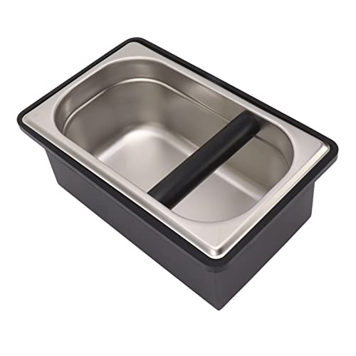 MEKOTRIN Coffee Knock Box - Stainless Steel Espresso Coffee Knock Box Container with Rubber Ring, Silicone Bar for Knocking Portafilter Filter Grinds, Barista Espresso Machine Accessories, L Size