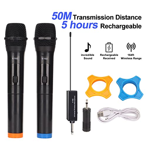 Microfone Bluetooth sem fio, microfone profissional de karaokê com receptor recarregável, microfone
