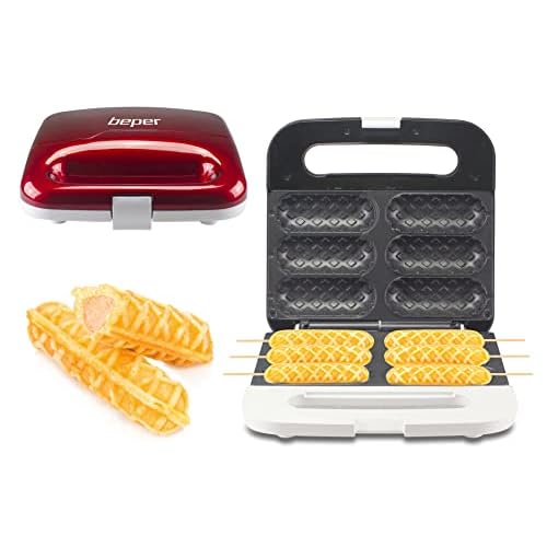 BEPER P101CUD100 Waffeleisen mit Stabform - Mini Waffeleisen für 6 Waffel in Minutenschnelle