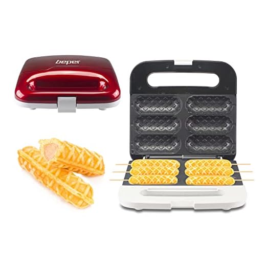BEPER P101CUD100 Waffeleisen mit Stabform - Mini Waffeleisen für 6 Waffel in Minutenschnelle