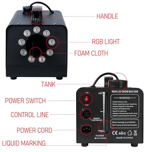 dazzle bright 900w snow maker machine snowflake making high output fake snow machine remote control snowmaker for outdoor stage christmas parties indoor