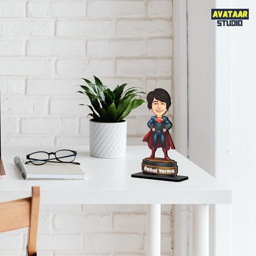 Image of Personalized Gift for Kids, Friends Character Caricature Photo Frame Unique Design Customized Gift for Children, Return Gift Idea (Superman, 7 INCHES)