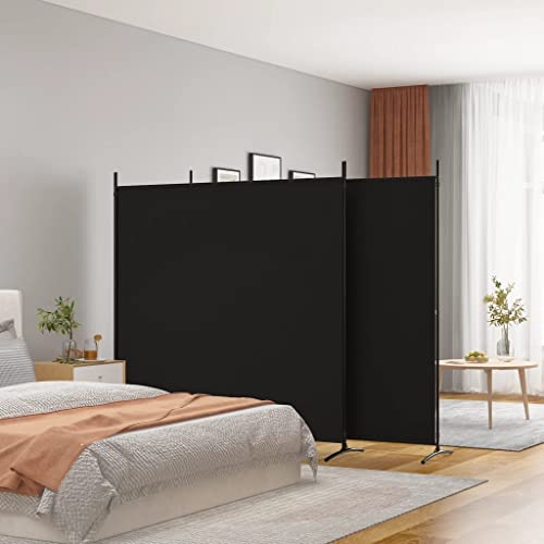 Lumanois Biombo Divisor de 3 Paneles de Tela Negro 525x180 cm, Mobiliario Divisores de ambientes, Negro, 4.75kg