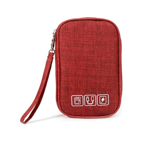 Estojo Bolsa Organizador De Cabos E Acessórios Eletrônicos Compacto (Vermelho)