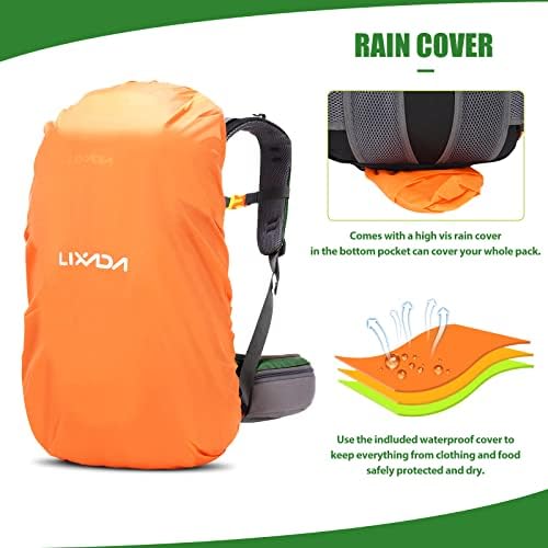 Lixada Hiking Backpack,50L Backpack with Rain Cover Waterproof Trekking Rucksack for Men and Women for Outdoor Travel Cycling Climbing Mountaineer