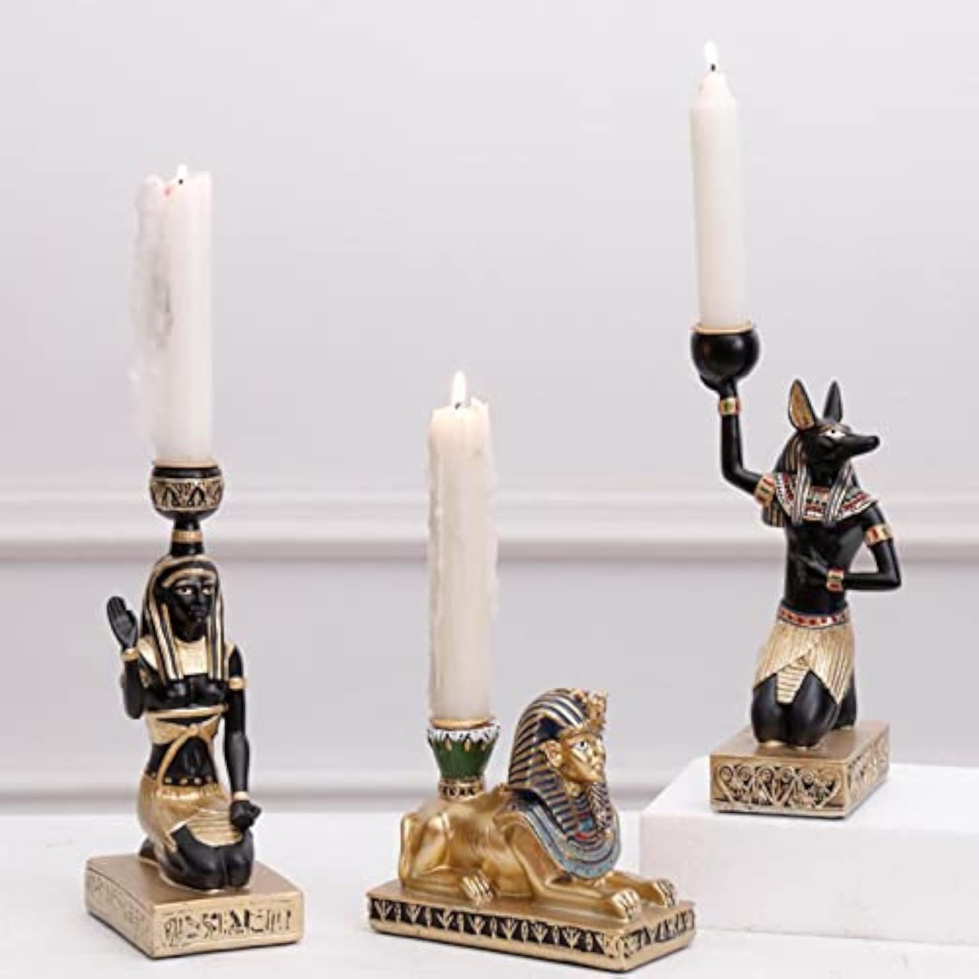 Ancient Egypt Candle Holder Statue for Dinner Decor