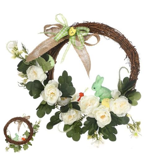 Corona di Pasqua per porta d'ingresso – Corona di porta di ornamento di Pasqua con uova, accessori per palcoscenici interni ed esterni stagionali, corona di inaugurazione della casa di nozze