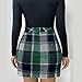 Flannel Wool Plaid Mini Skirt for Women Vintage High Waisted Stretchy Bodycon Business Casual Pencil Skirts Fall Skirt