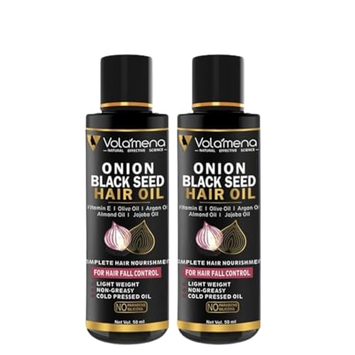 Volamena Onion Black seed Hair Oil | With Onion Black Seed Oil & Vitamin-E | For Hair Fall Control 50 ml (Pack of 2)