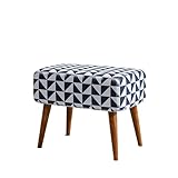 WDSBZNB Pouf Poggiapiedi Poggiapiedi con motivo blu e gambe in noce