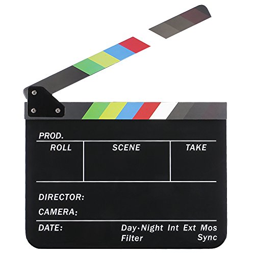 Neewer Dry Erase Director's Film Movie Clapboard Cut Action Scene Clapper Board Slate with Colorful Sticks