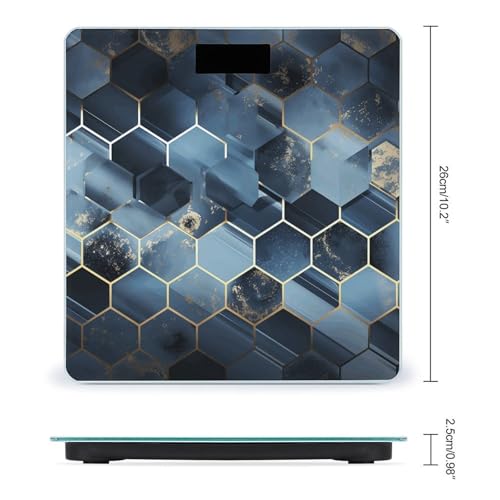 Báscula Digital de Baño Azul con Hexágonos y Diamantes miniatura 2