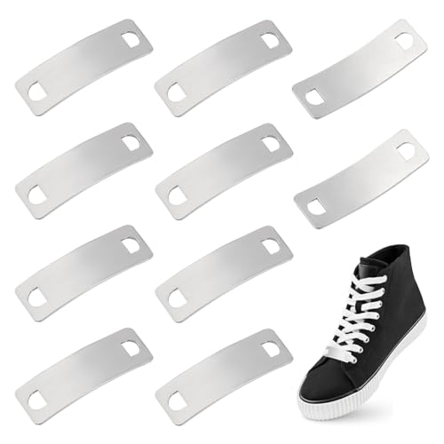 UNICRAFTALE about 10pcs Stainless Steel Shoe Decoration Link Charms Curved Rectangle Customized Nameplate Words Blank Connector Tag Shoelace Decoration Charm for Shoe Sneakers Gift for Men Women