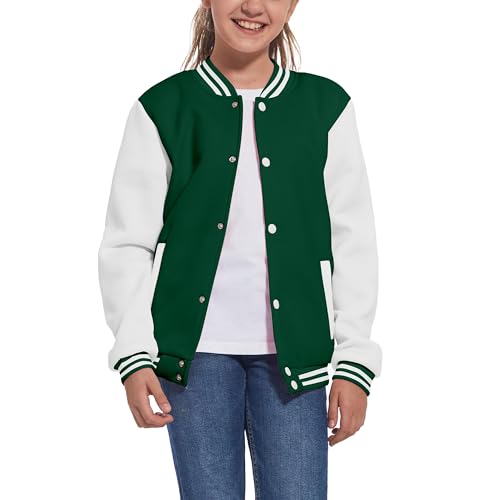 Mowbeat Kids Baseball Jacket Girls Bomber Jackets Boys Varsity Coats Top for Girl Sports Track Outerwear