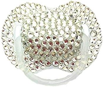 Dollbling Custom Unique Sparkle Silver Rhinestones Crystals Baby Pacifier,1PC