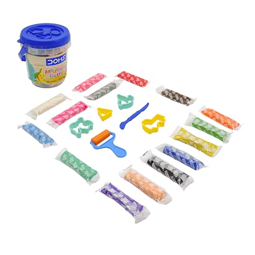 Image of DOMS Modelling Dough 15 Shades(300 GM) |DIY Art & Craft |Soft, Colourful, Easily Kneadable | Safe and Non-Toxic | Including 4 Shape Toys, 1 Hand Roller, 1 Spatulla Inside