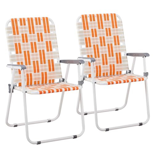 Bonnlo Foldable Patio Chair Set of 2, Heavy-Duty Steel Frame Supports 265 lbs/120 kg,...