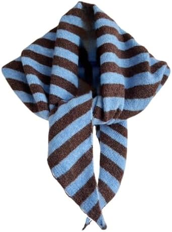 Knitted Triangle Scarf for Women Y2k Stripe Head Scarf Aesthetic Accessories Cottagecore Streetwear Triangle Shawl