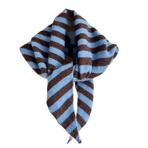 Knitted Triangle Scarf for Women Y2k Stripe Head Scarf Aesthetic Accessories Cottagecore Streetwear Triangle Shawl