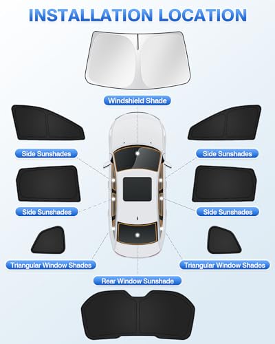 Image of Canvcle Sunshades for 2014-2020 Nissan Rogue (Not for Rogue Sport) Accessories Windshield Sun Shade Side Rear Window Shade Cover Sun Visor Shield Privacy Protection Keep Vehicle Cool Black 8PCS