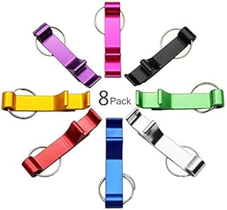 JustYit 8 Pack Aluminum Beer Bottle Opener Keychain Classic Mini Bottle Openers Keys Collector EDC Pocket Keyring Funny Gift