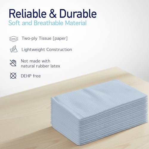 Image of Dynarex Disposable Drape Sheets - 40 inch x 48 inch (Case of 100), Blue, 2-Ply Tissue Paper for Patient Privacy, Exams, and Procedures