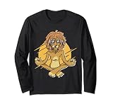 Lion Rasta Méditation Yoga Pose Drôle Spirituel Reggae Amant Manche Longue