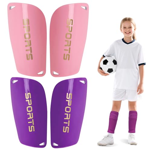 Kids Soccer Shin Guards, 2 Pairs, Slip-in, Toddler to Teen