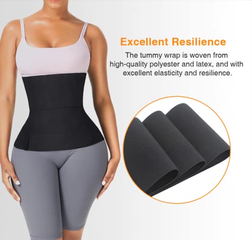 Land Cast Black 6M Waist Trainer For Women Tummy Wrap Trimmer Belt Slimming Tummy Band Shapewear Flexible Waist Wrap Bandage For Stomach, Lower Belly Fat #TOP3