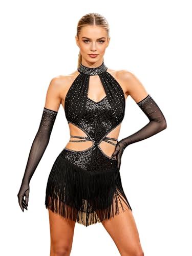 Robe danse latine ajustée pour briller en danse de salon
