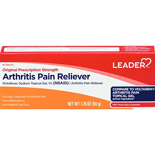 Leader Diclofenac Sodium Topical Arthritis Pain Relief Gel Tube, Powerful Anti-Inflammatory Gel (Compare to Voltaren), 1.76 Ounce, Pack of 2