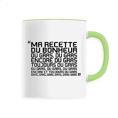 Mug Kaamelott Karadoc, la recette du bonheur - Imprimé en France - Tasse originale en céramique - Cadeau Cuisine Kaamelott original rigolo (Vert)