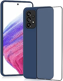 YATWIN Silicone Case for Samsung Galaxy A53 5G with Screen Protector, Soft-Touch, Shockproof, DustProof, Antiskid Full Body Armour Phone Cover for Samsung Galaxy A53 5G - Dark Blue