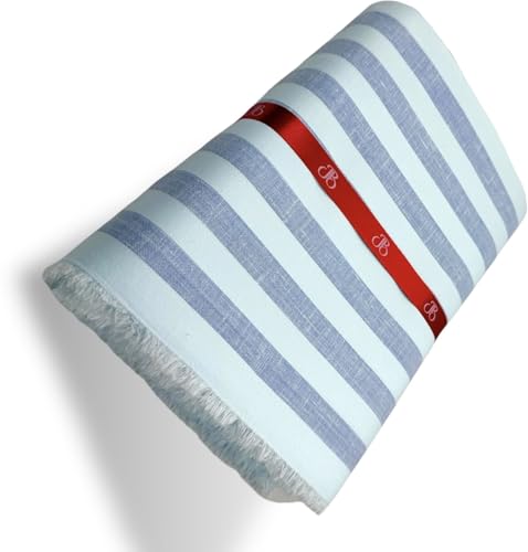 Image of JHABAK'S Unstitched Striped Shirt Fabric for Men - Cotton Linen Blend Lining Material - Shirt and Kurta Piece Cloth