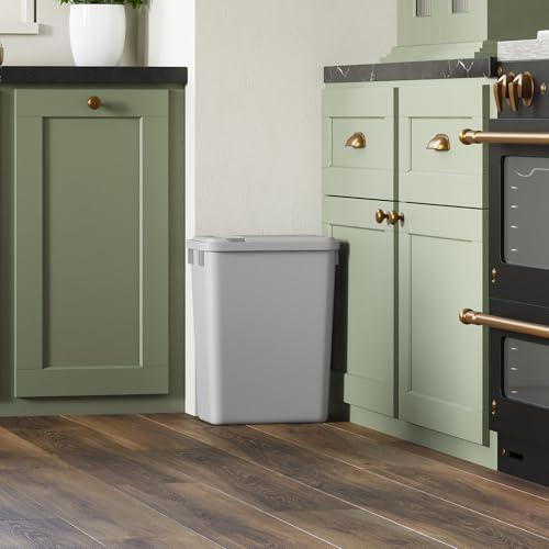 Image of Dowell 35L Wastebasket Trash Container, 37Qt /9.2Gal, Plastic, Stackable, for Kitchen /Bathroom /Office, Fits Under Sink /Desk (Grey 4000 35 04)