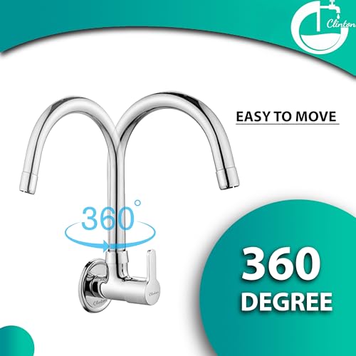 Image of CLINTON Kitchen Sink Cock with 360 Degree Swivel Spout | Kitchen Sink Tap | Kitchen Faucet | Tap for Kitchen Sink (Fusion)